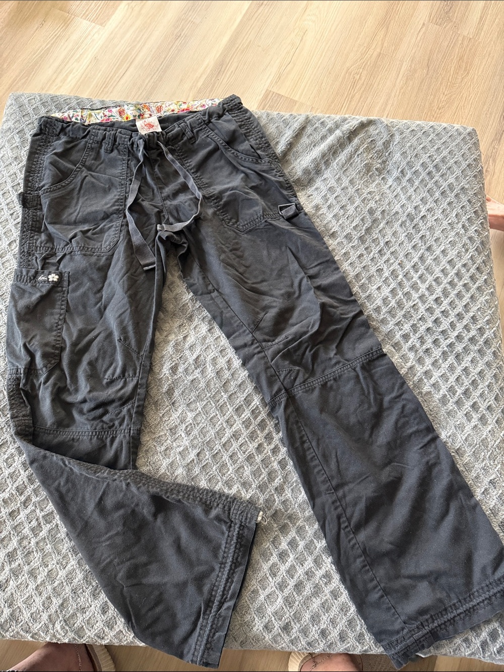 koi Black Cargo Pants with Drawstring Waist